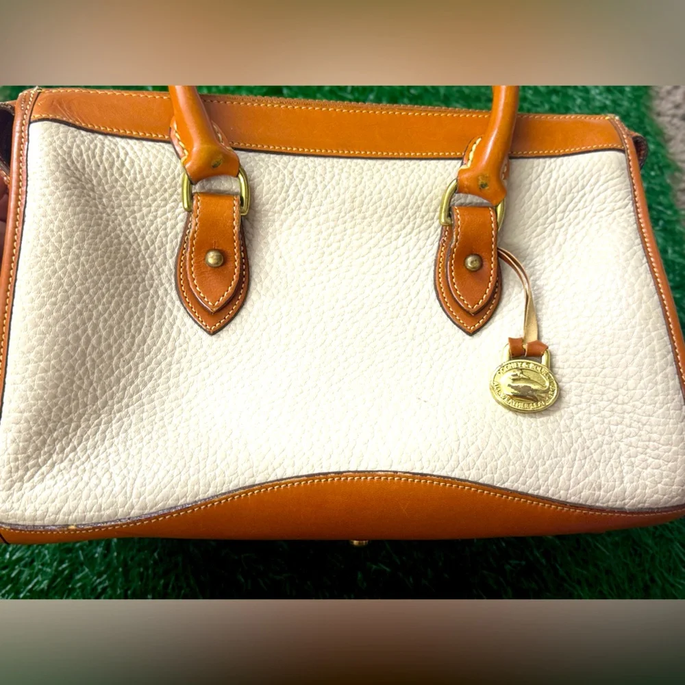 Dooney & Bourke Tan and‎ Cream Leather Satchel